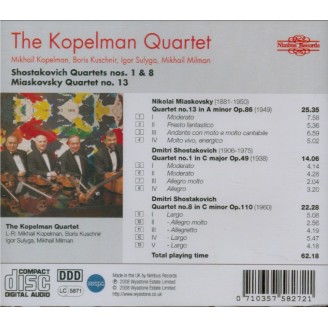 CHOSTAKOVITCH - Kopelman Quarte - Quatuor à cordes n°1 op.49
